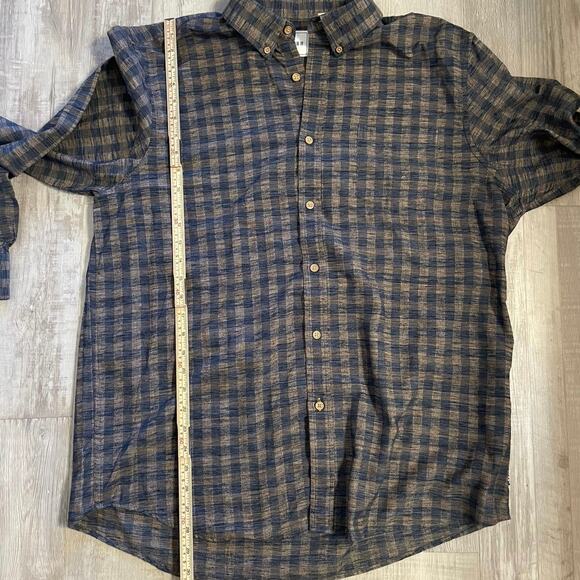 ROWM Shirt Mens XL Blue Plaid Long Sleeve Button Up Outdoor Casual - Picture 5 of 11